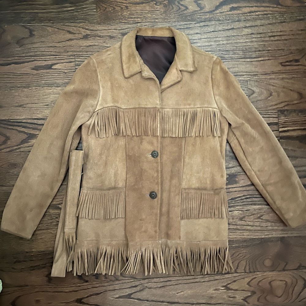 Vintage’60s/‘70s Fringed Tan Suede Jacket with tie belt